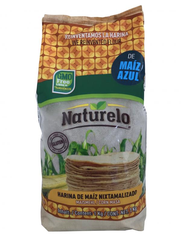 Blått majsmjöl för tortillas, Naturelo, 10 kg. (1 kg x 10 st)